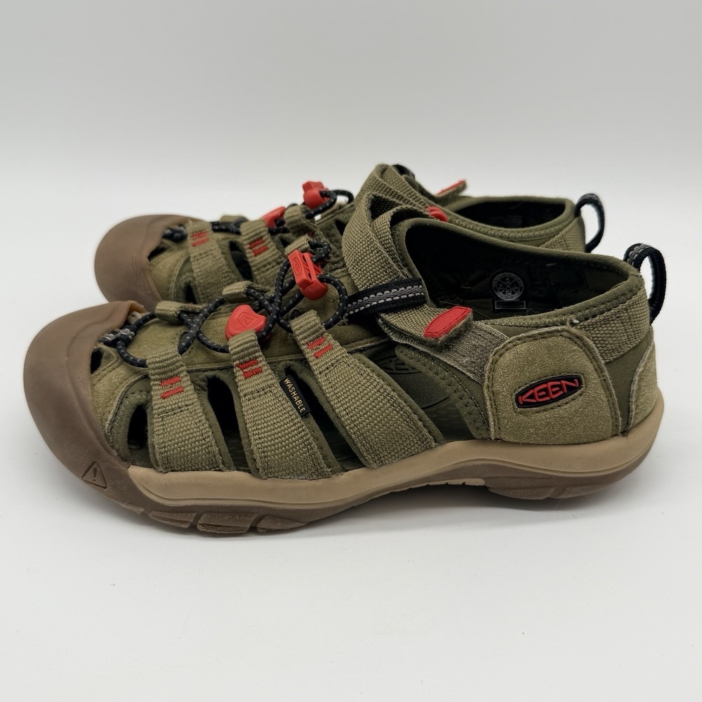 Keen Sandals Kids Sz 4 Olive Orange Newport H2 Closed-Toe Hiking Hook‎ & Loop